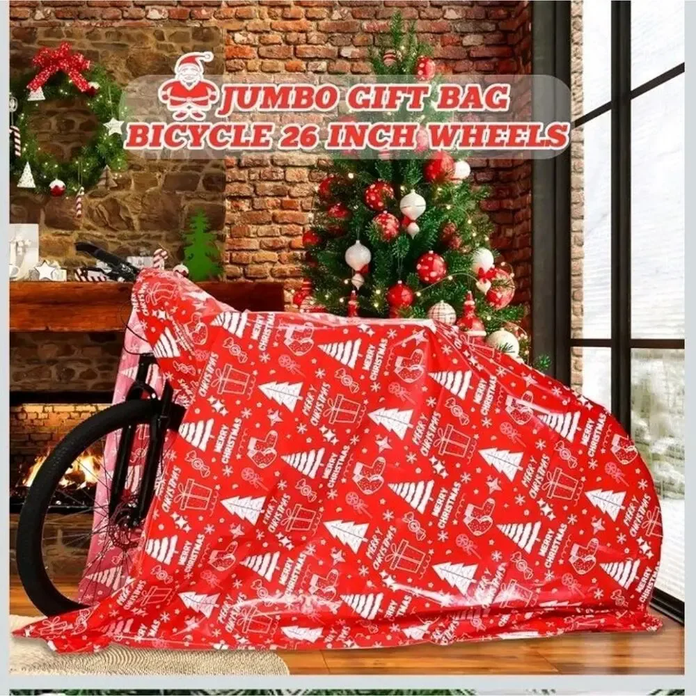 4 Jumbo Christmas Gift Bags 72”x60” 4 Pcs Plastic Extra Large Christmas Red s36